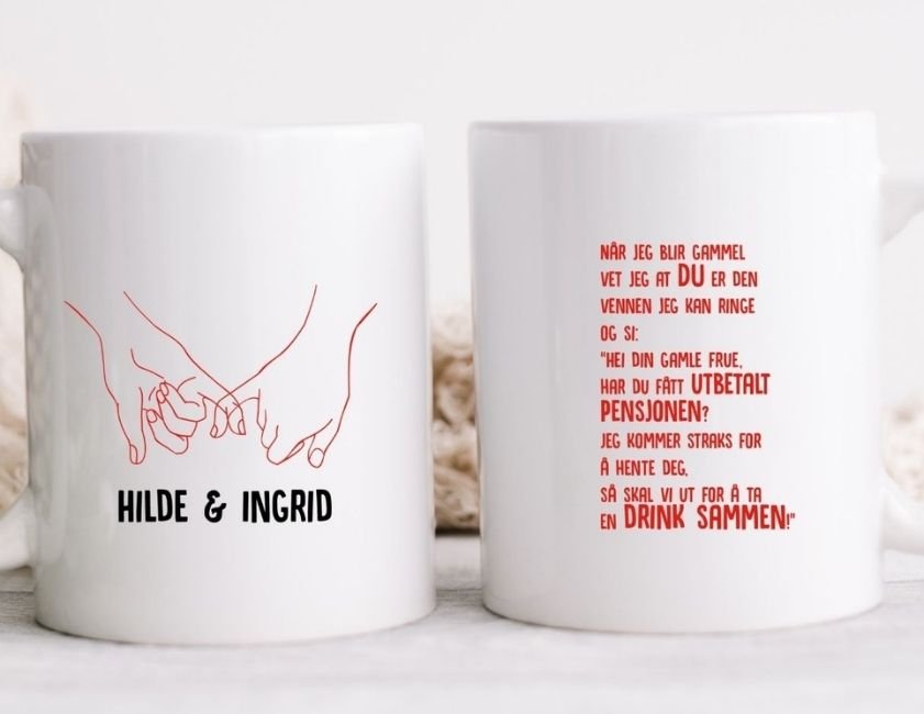 Sjovt krus til bedste ven - Med egne navne