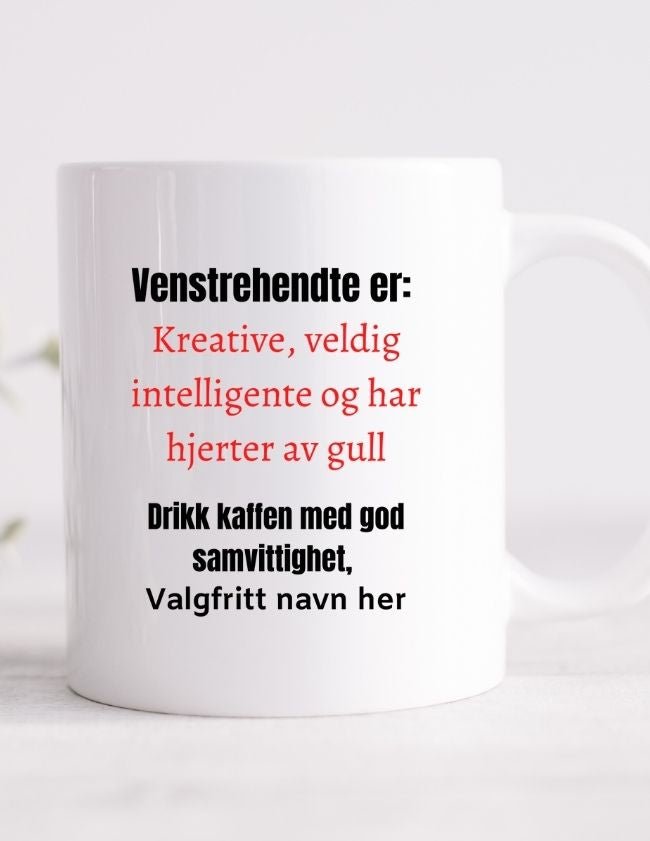 Morsomt krus til venstrehendte - Med eget navn