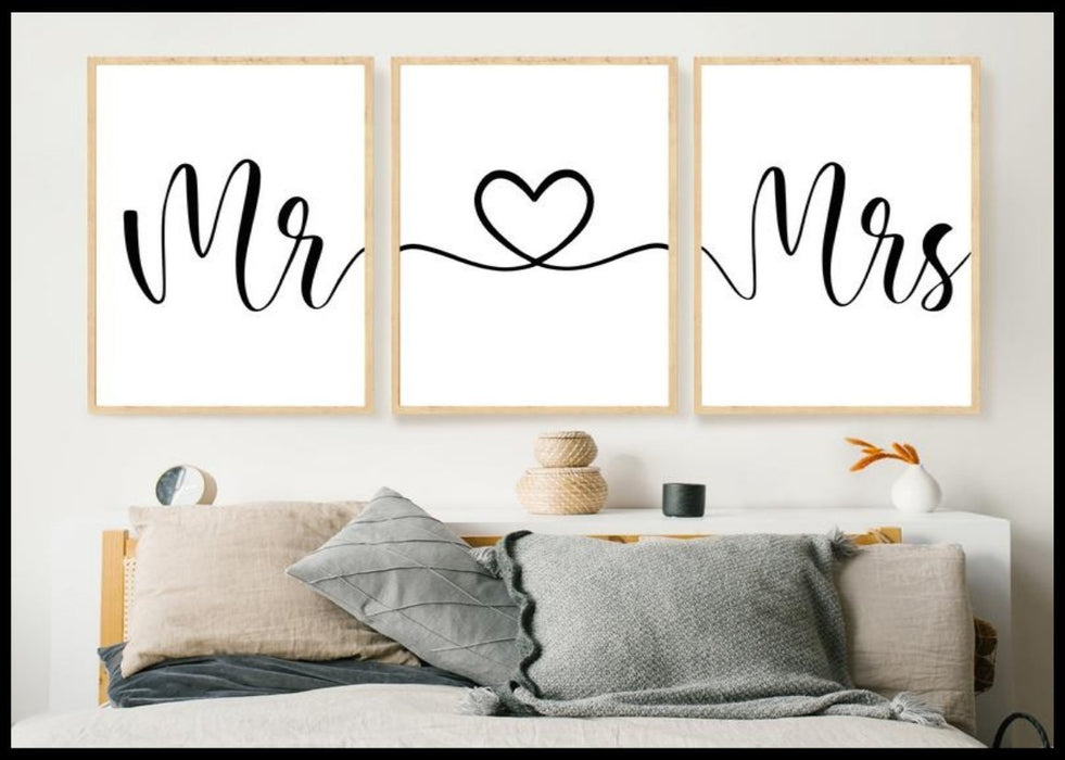 Mr & Mrs - 3 stilfulle plakater - Plakatbar.no