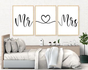 Mr & Mrs - 3 stilfulle plakater - Plakatbar.no