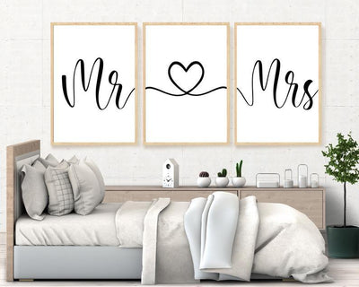 Mr & Mrs - 3 stilfulle plakater - Plakatbar.no