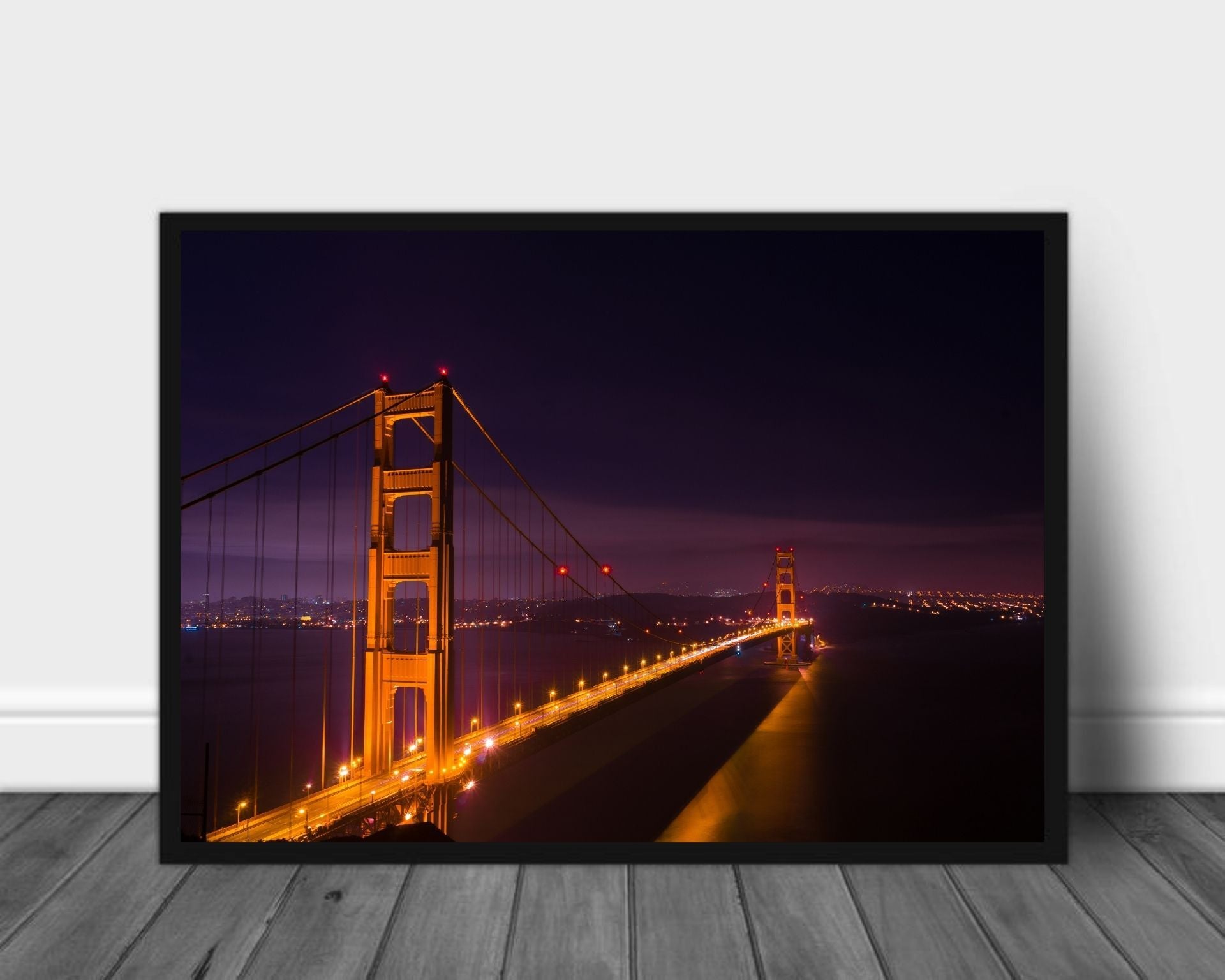 Nattlys på Golden Gate Bridge poster - Plakatbar.no