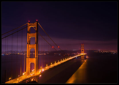 Nattlys på Golden Gate Bridge poster - Plakatbar.no