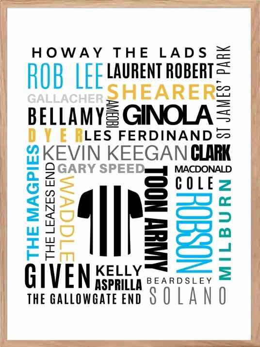 Newcastle United - Ordplakat med de beste spillerne - Plakatbar.no