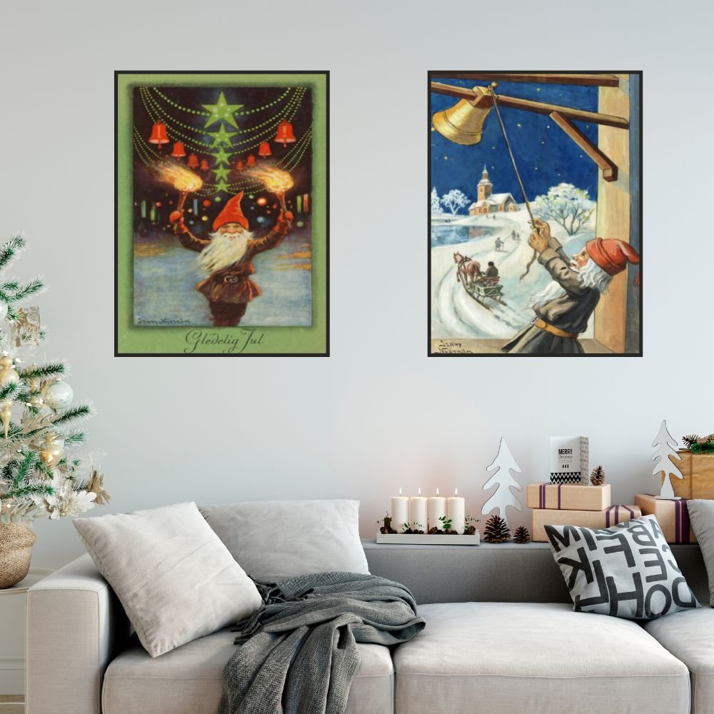 Nissen med fakler - Retro juleplakat - Jenny Nystrøm - Plakatbar.no