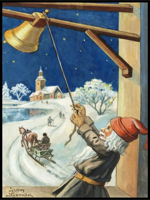 Nissen ringer julen inn - Retro juleplakat - Jenny Nystrøm - Plakatbar.no