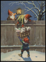 Nissene over gjerdet - Retro juleplakat - Jenny Nystrøm - Plakatbar.no