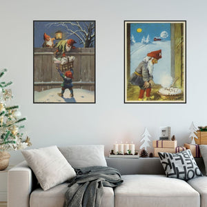 Nissene over gjerdet - Retro juleplakat - Jenny Nystrøm - Plakatbar.no