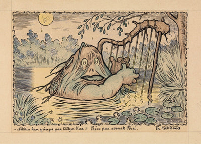 Nøkken han sjunger paa bøljen blaa, Theodor Kittelsen - Poster - Plakatbar.no