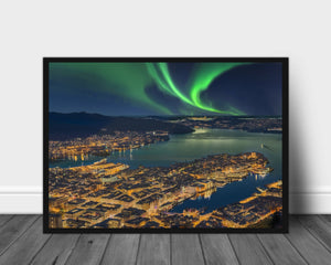 Nordlys over Bergen - Plakat - Plakatbar.no