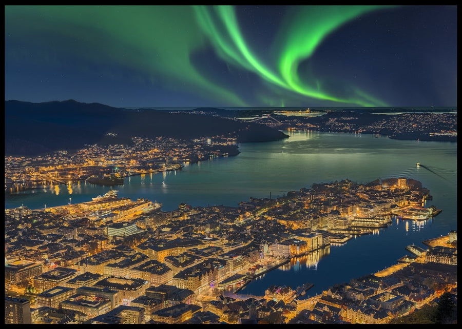 Northern Lights over Bergen - Poster