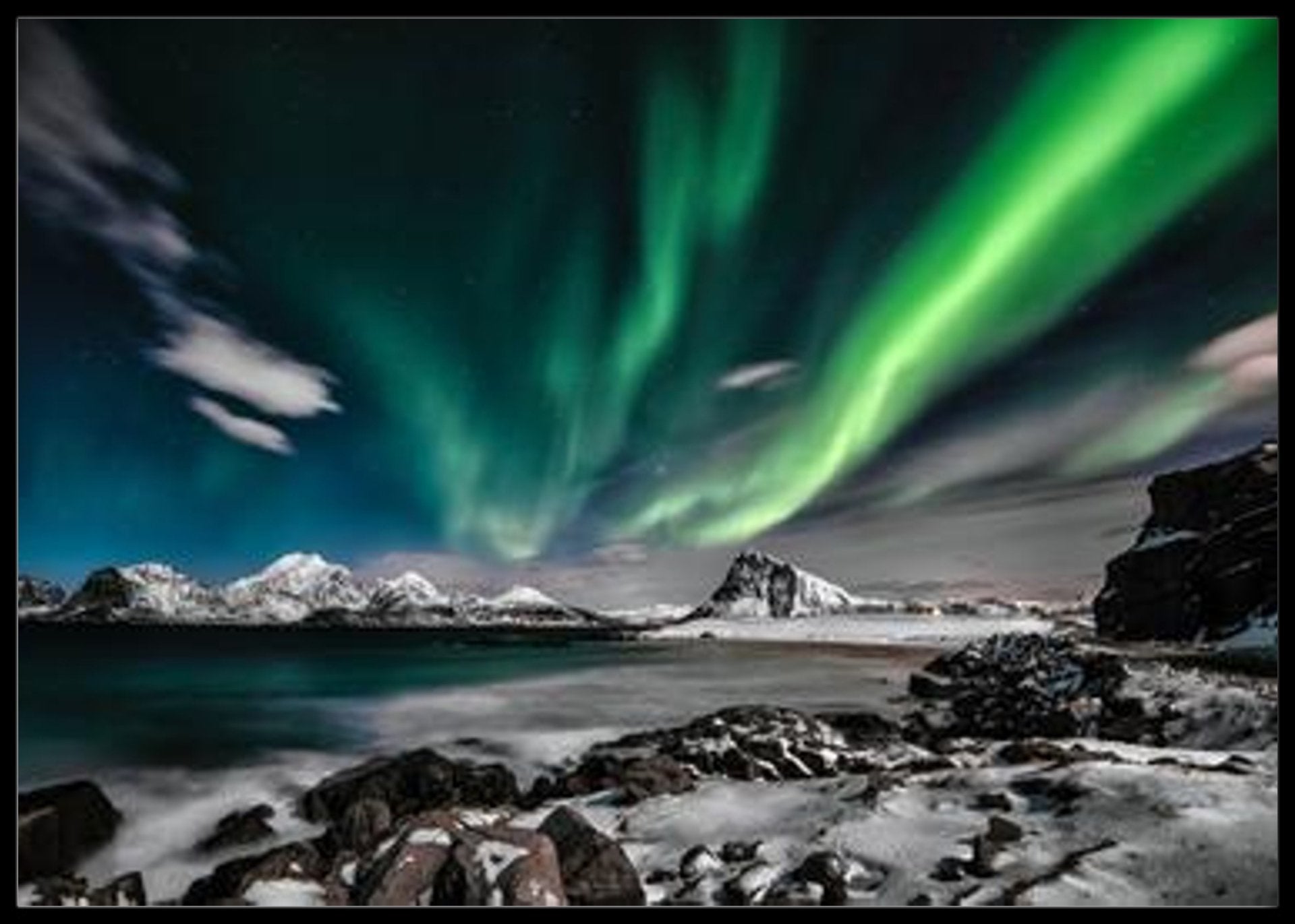 Nordlys over vinterlandskap poster - Plakatbar.no