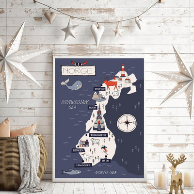 Norgeskart til barn - plakat - Plakatbar.no