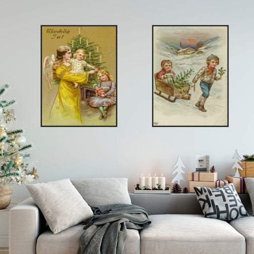 Nostalgi rundt juletre - Retro juleplakat - Jenny Nystrøm - Plakatbar.no