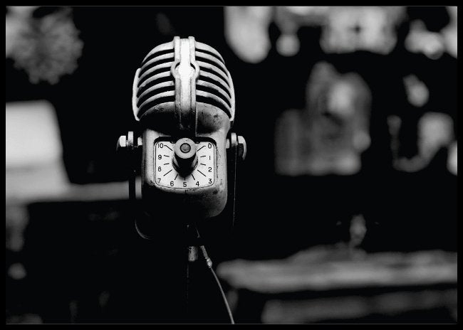 Old vintage microphone in an attic - Poster - Plakatbar.no
