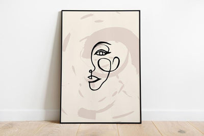 One Line Woman Sketch Boho Poster - Plakatbar.no