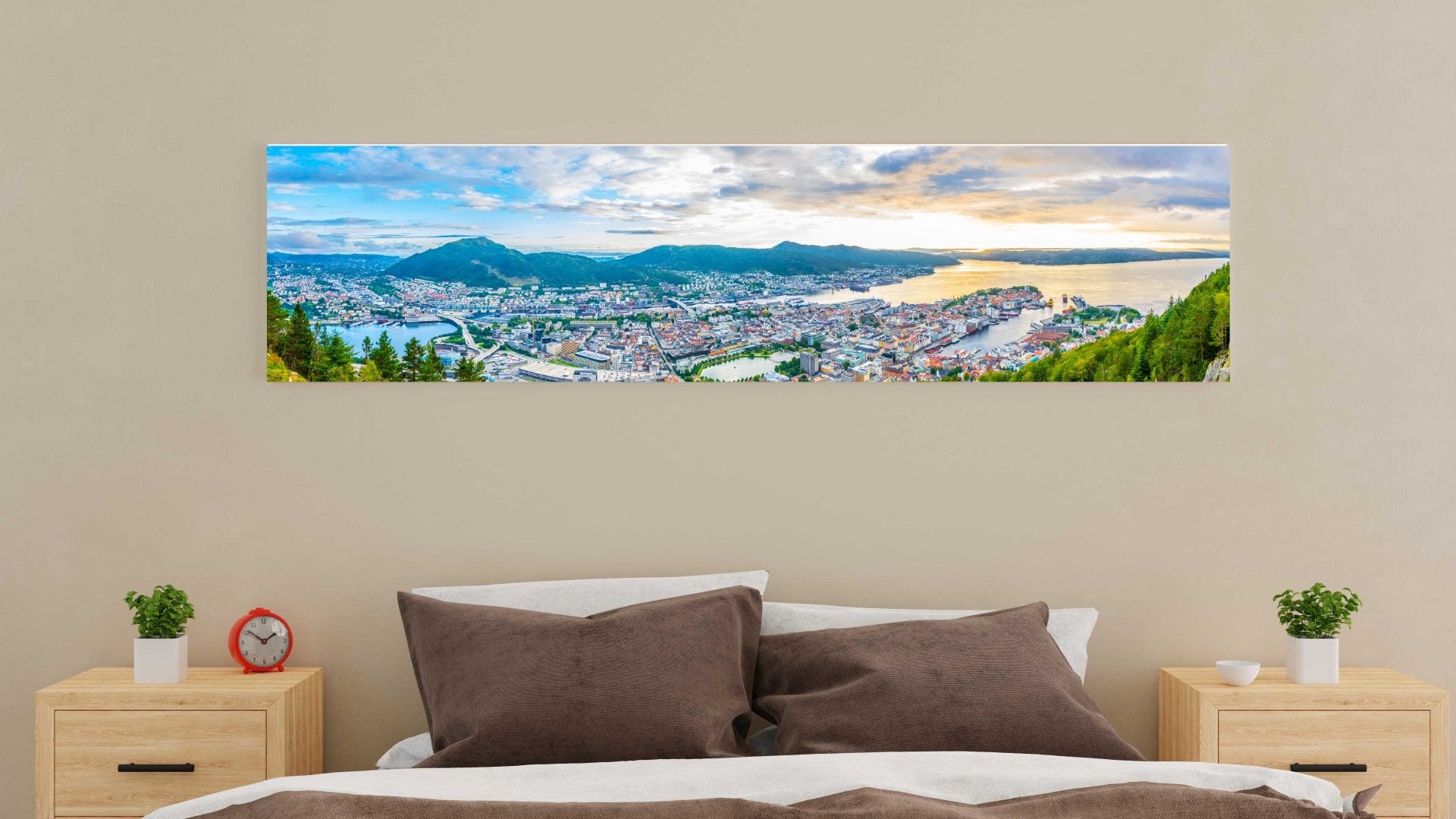 Oversiktsbilde fra Bergen - panorama lerret - Plakatbar.no
