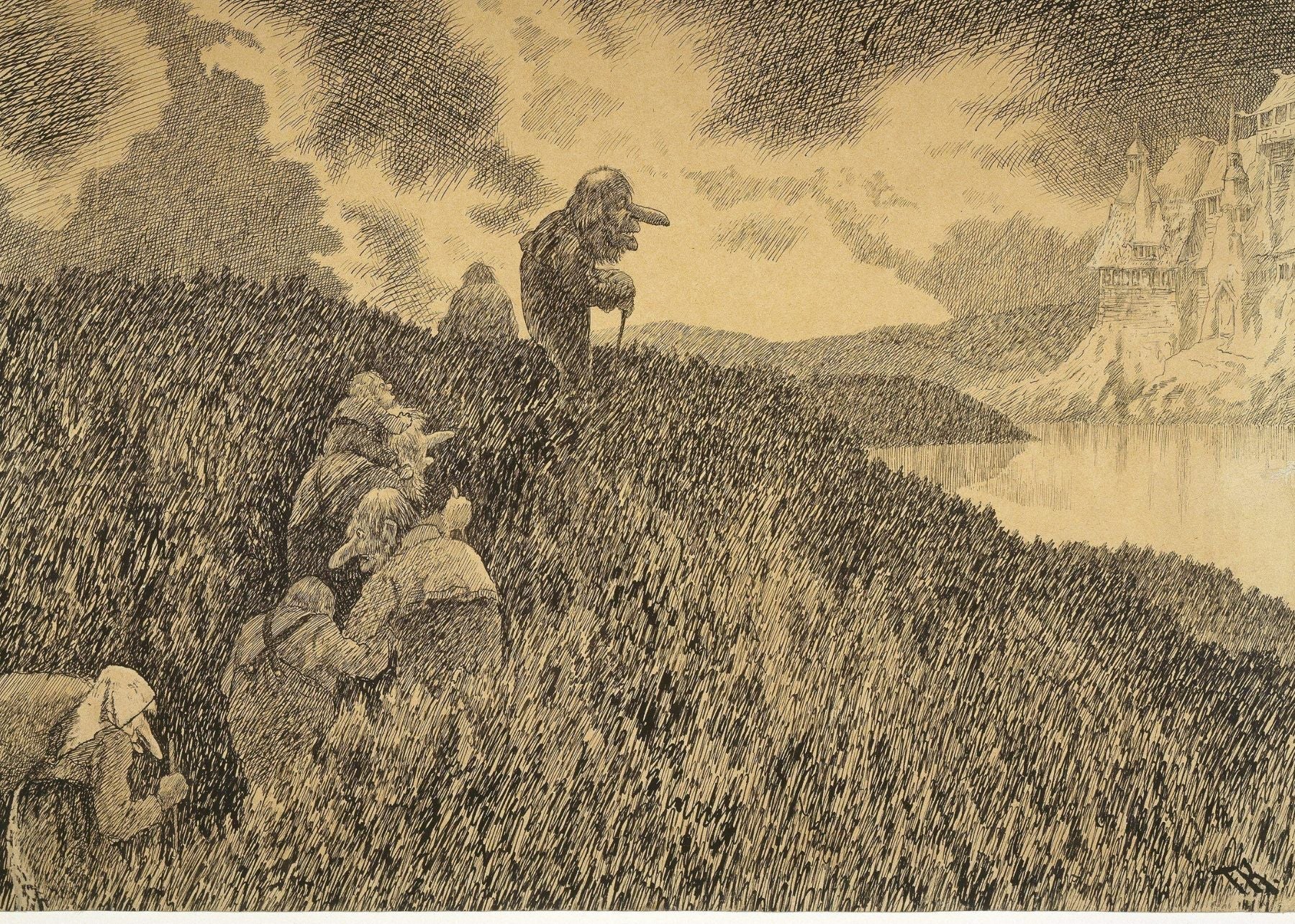 På veien til gildet i Trollslottet, Theodor Kittelsen - Poster - Plakatbar.no