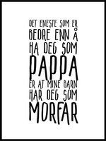Pappa og Morfar plakat. En tekstplakat som sier det meste - Plakatbar.no