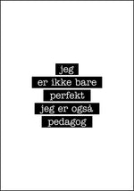 Pedagog - Jeg er ikke bare perfekt Plakat - Plakatbar.no