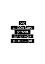 Personalsjef - Jeg er ikke bare perfekt Plakat - Plakatbar.no
