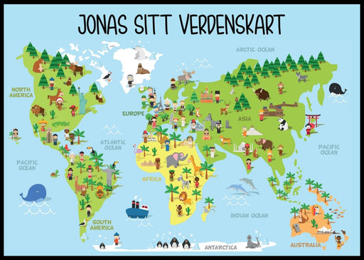 Personlig verdenskart til barn - Poster - Plakatbar.no