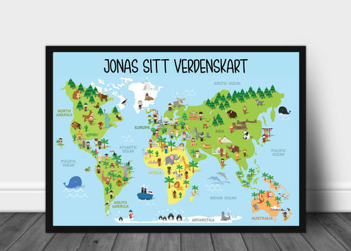 Personlig verdenskart til barn - Poster - Plakatbar.no