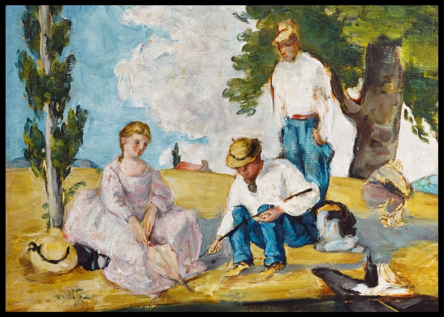 Picnic on a riverbank, Paul Cezanne- Plakat - Plakatbar.no