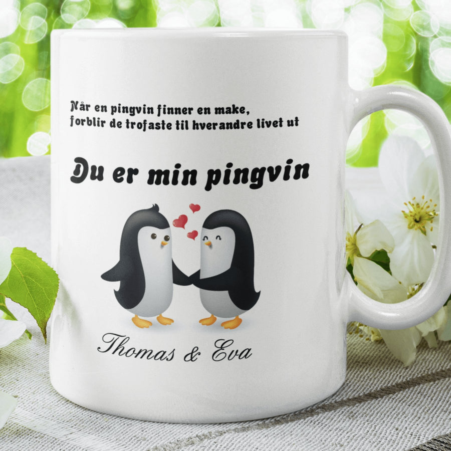 Penguin mug for your girlfriend with your own name
