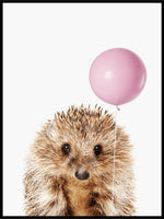 Pinnsvin med ballong - søt plakat - Plakatbar.no