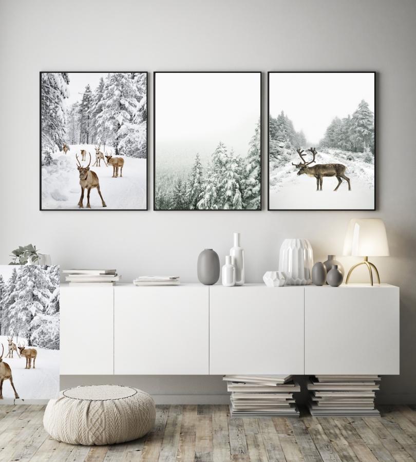 Plakat av reinsdyr - vintermotiv - Plakatbar.no