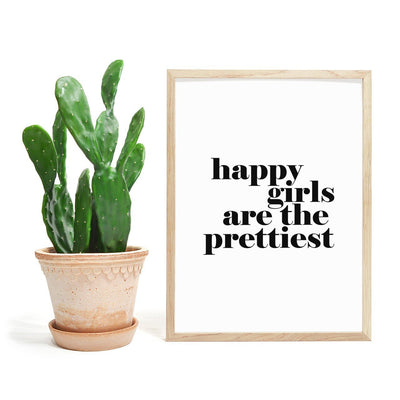 Plakat - Happy Girls Are The Prettiest - Plakatbar.no