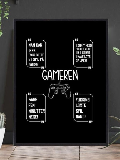 Plakat til Gamer - Dansk tekst - Plakatbar.no