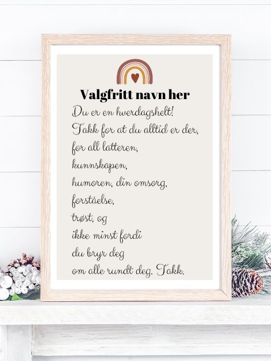 Plakat til hverdagshelten - Med eget navn