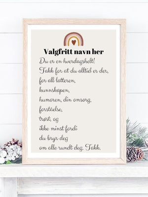 Plakat til hverdagshelten - Med eget navn
