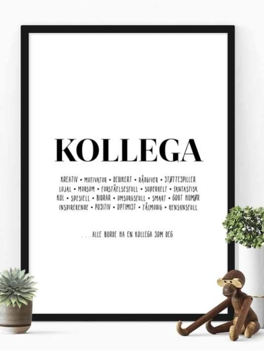 Plakat til kollega med positive punkter - Plakatbar.no