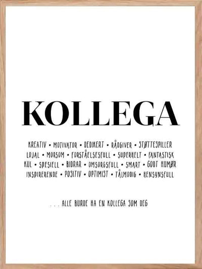 Plakat til kollega med positive punkter - Plakatbar.no