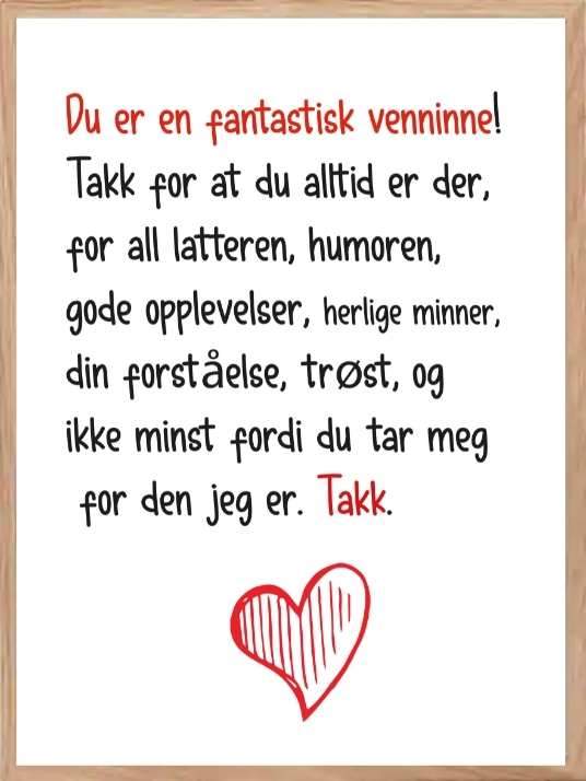 Plakat til venninne - Plakatbar.no