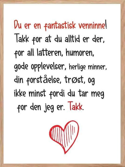 Plakat til venninne - Plakatbar.no