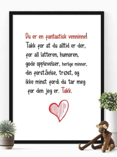 Plakat til venninne - Plakatbar.no