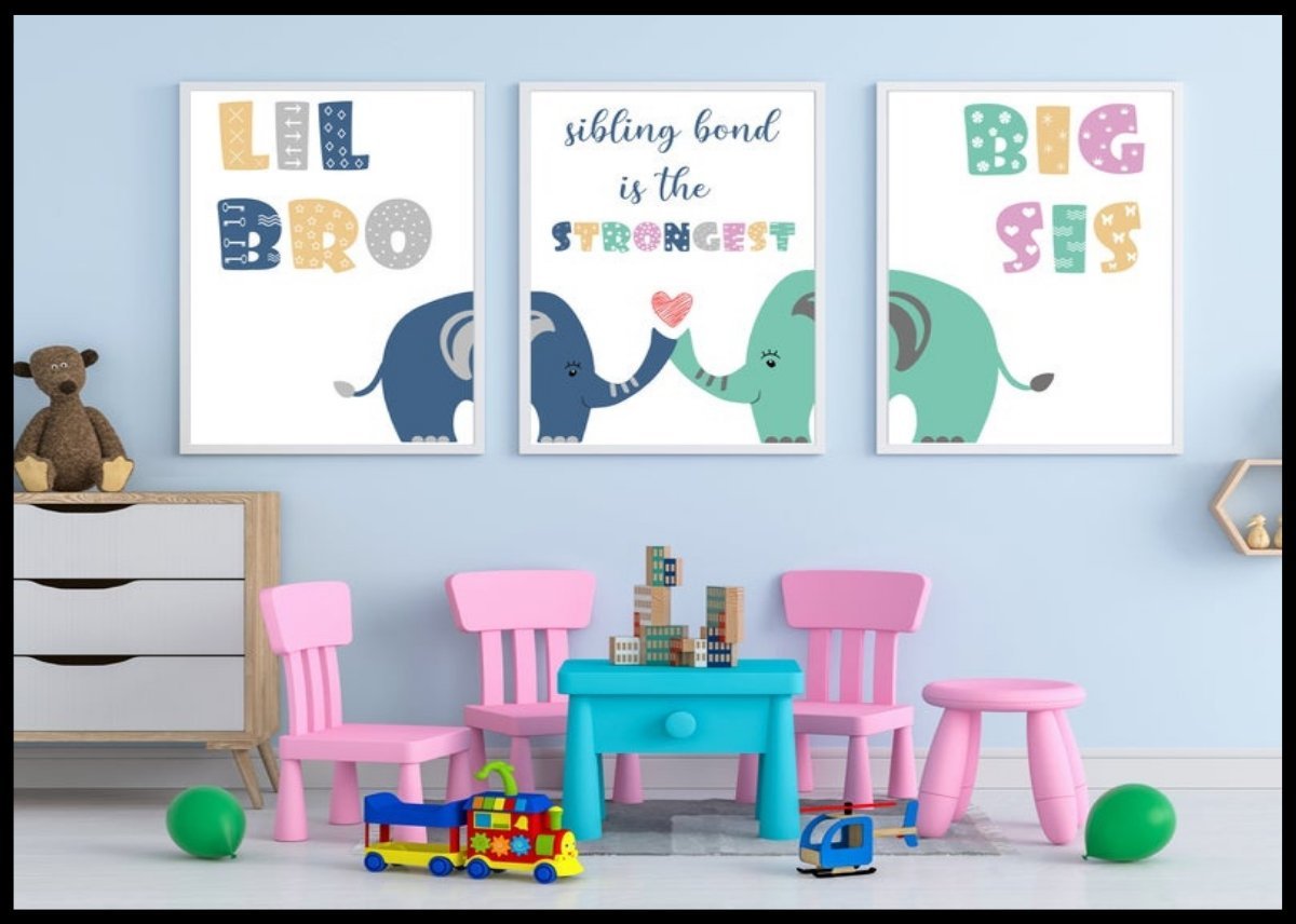 Plakatsett til søsken - 3 søte plakater - Plakatbar.no
