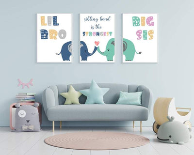 Plakatsett til søsken - 3 søte plakater - Plakatbar.no