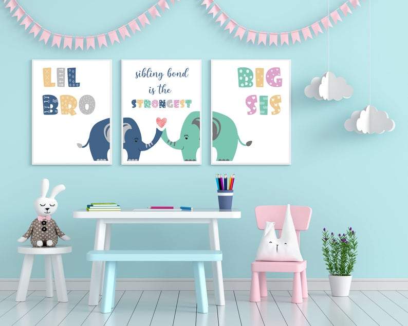 Plakatsett til søsken - 3 søte plakater - Plakatbar.no
