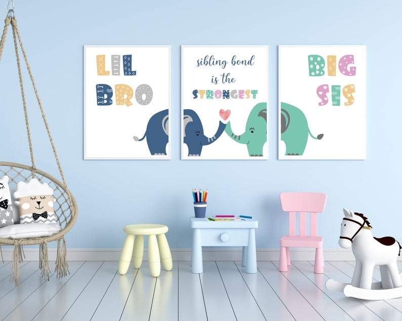 Plakatsett til søsken - 3 søte plakater - Plakatbar.no