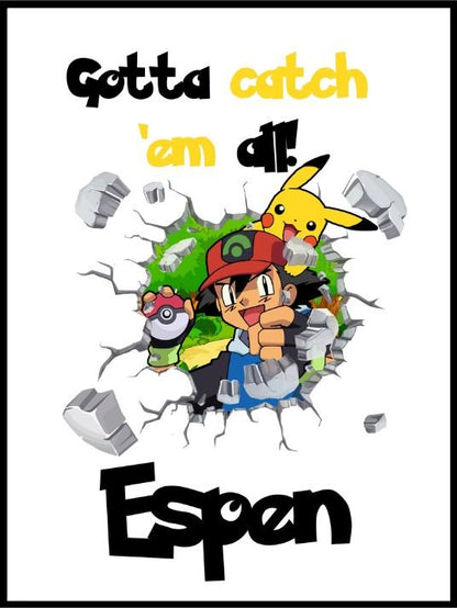 Pokemonplakat med eget navn - Plakatbar.no