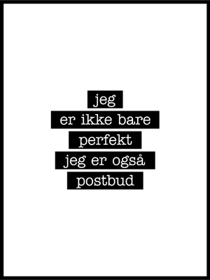 Postbud - Jeg er ikke bare perfekt Plakat - Plakatbar.no