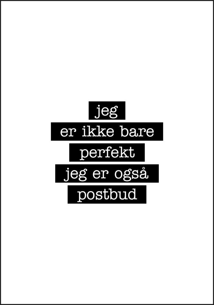 Postbud - Jeg er ikke bare perfekt Plakat - Plakatbar.no