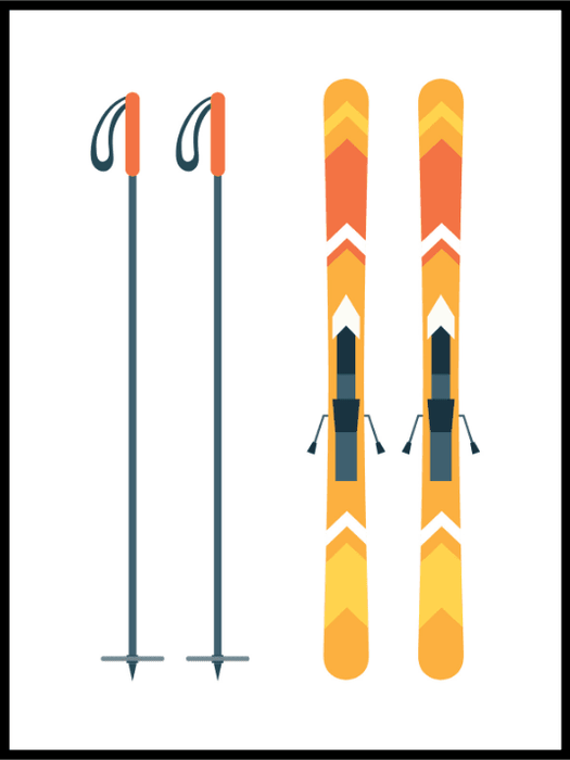 Poster av ski og skistaver - Plakatbar.no