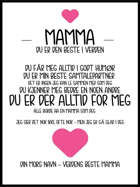 Poster Til Mamma - Plakatbar.no