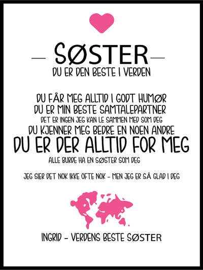 Poster Til Søster - Plakatbar.no